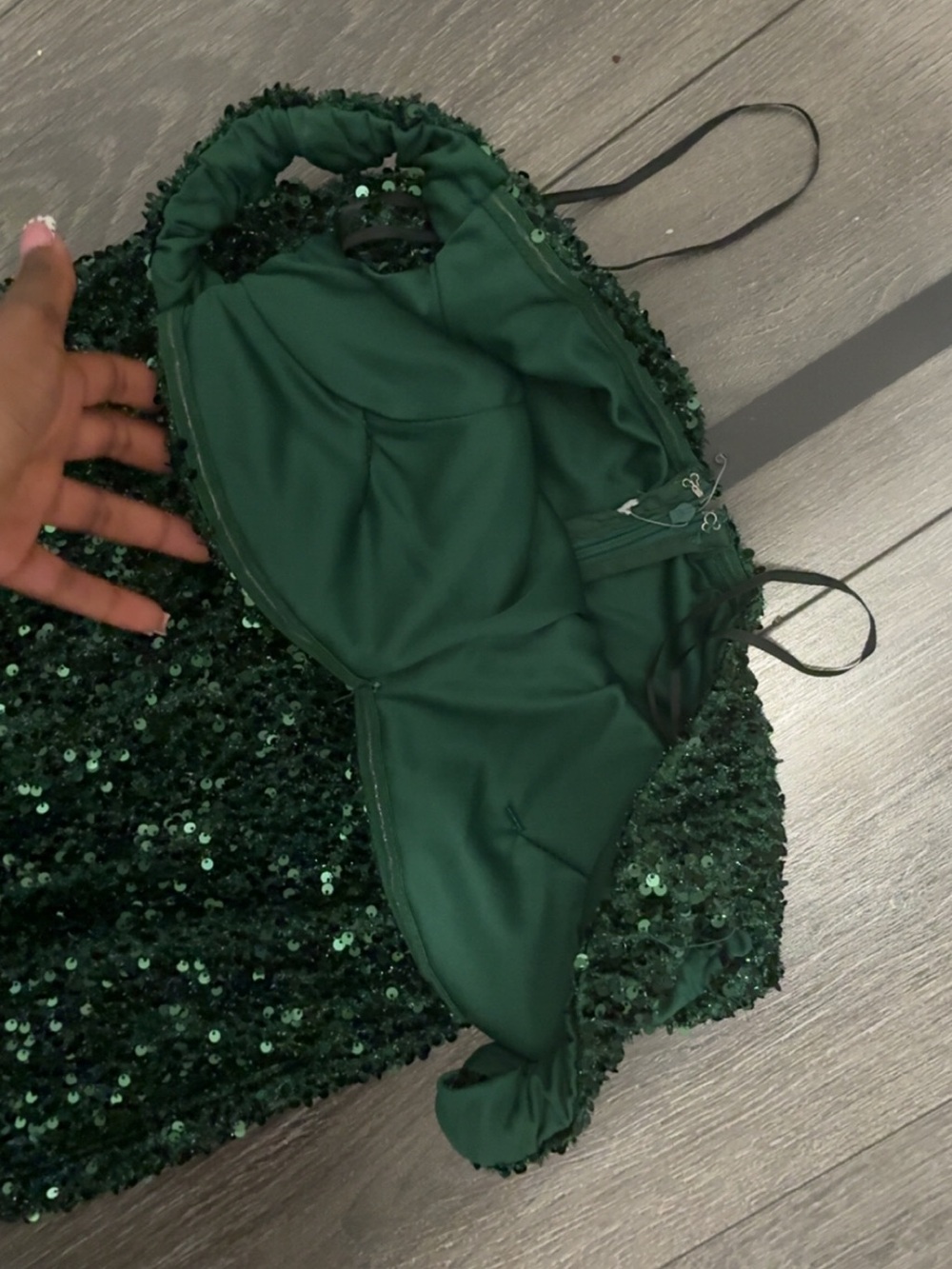 Emerald Green Sequin Maxi Dress - Strapless Evening Gown